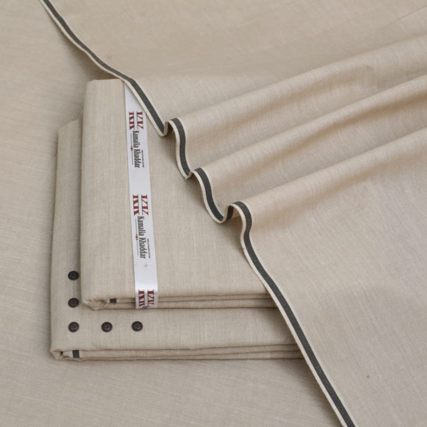 Classic Beige Khaddar Unstitched Suit